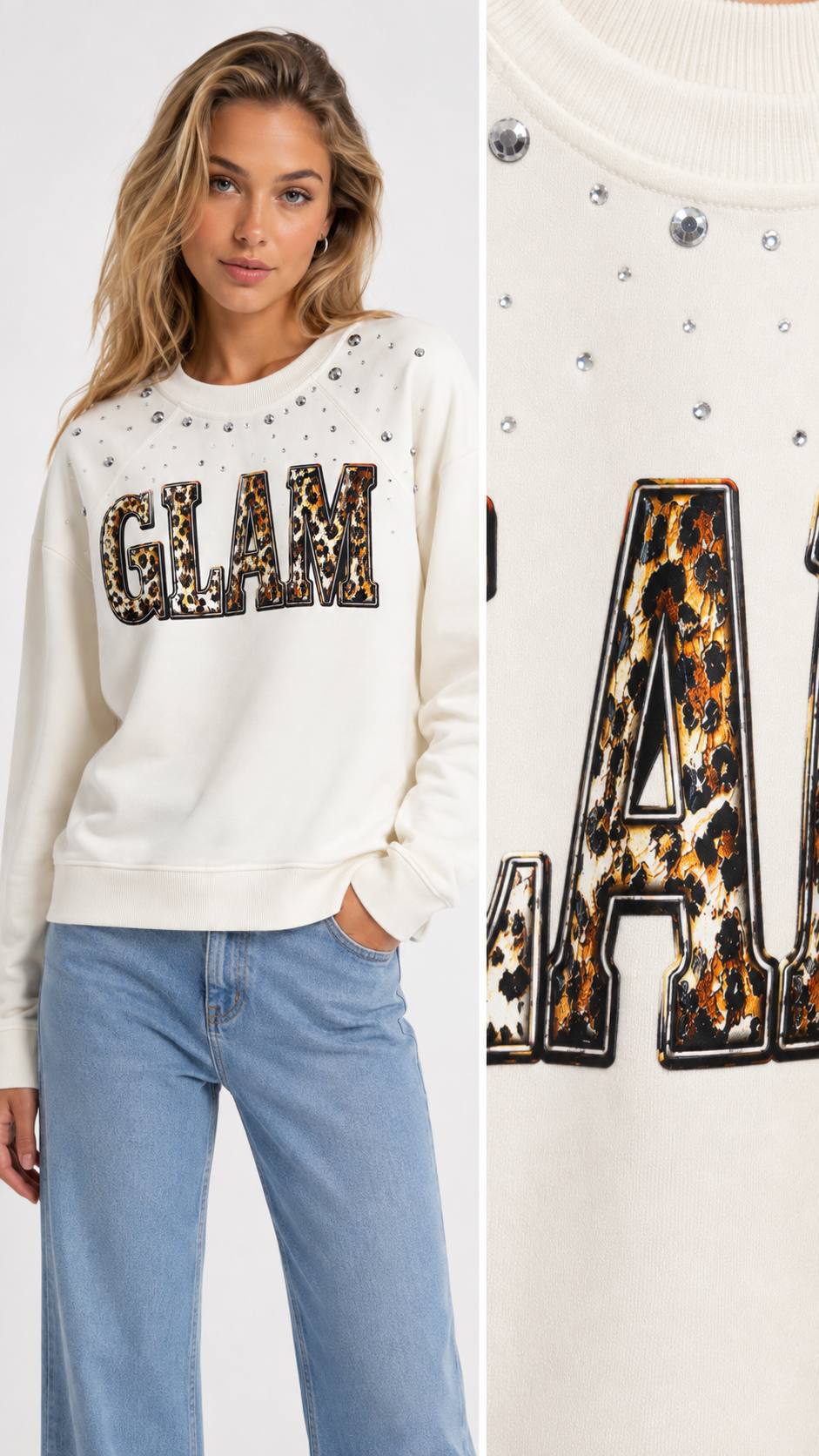 REGLAN KOL SWEAT GLAM BASKI+METAL+TAŞ YAPŞ.