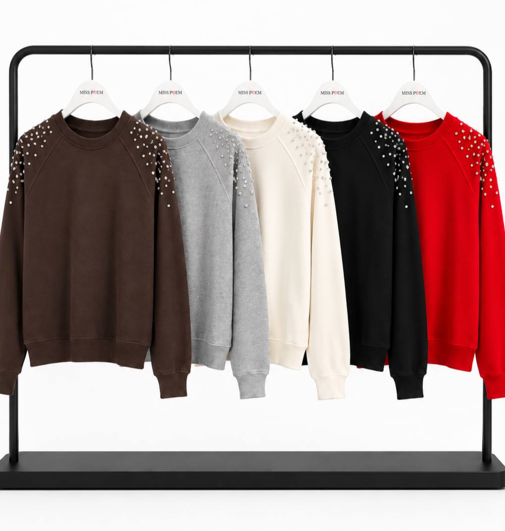 REGLAN KOL SWEAT OMUZDA 4 FARKLI TAŞ ÇAKIM görsel 2