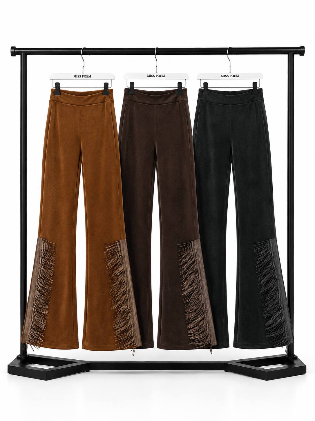 PANTALON DİZ ALTI İKİ TARAF SALLAMA DERİ SAÇAK AKS. görsel 2