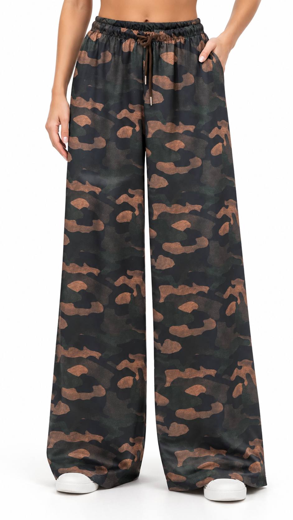 KAMUFLAJ İPLİ BOL PAÇA PANTOLON