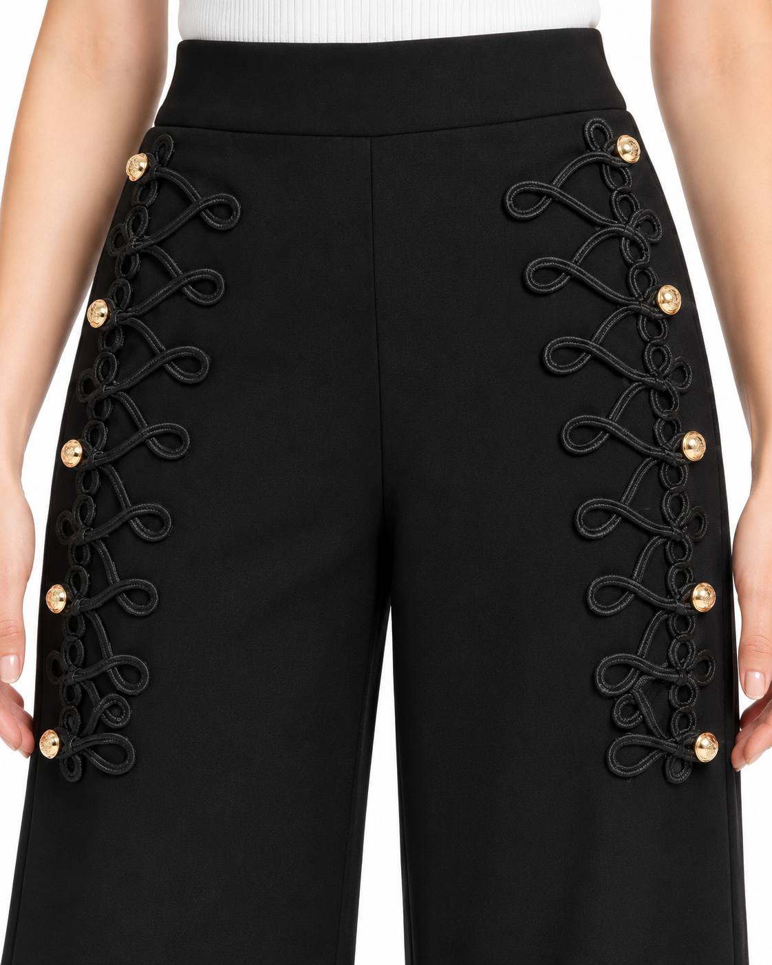 GENİŞ PAÇA PANTALON 2 TARAF ÇİÇEK SARMAŞIK AKS görsel 2